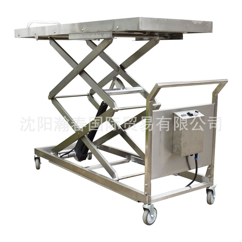 不锈钢双叉电动i遗体搬运手推车殡仪馆停尸房用运尸车尸体升降车