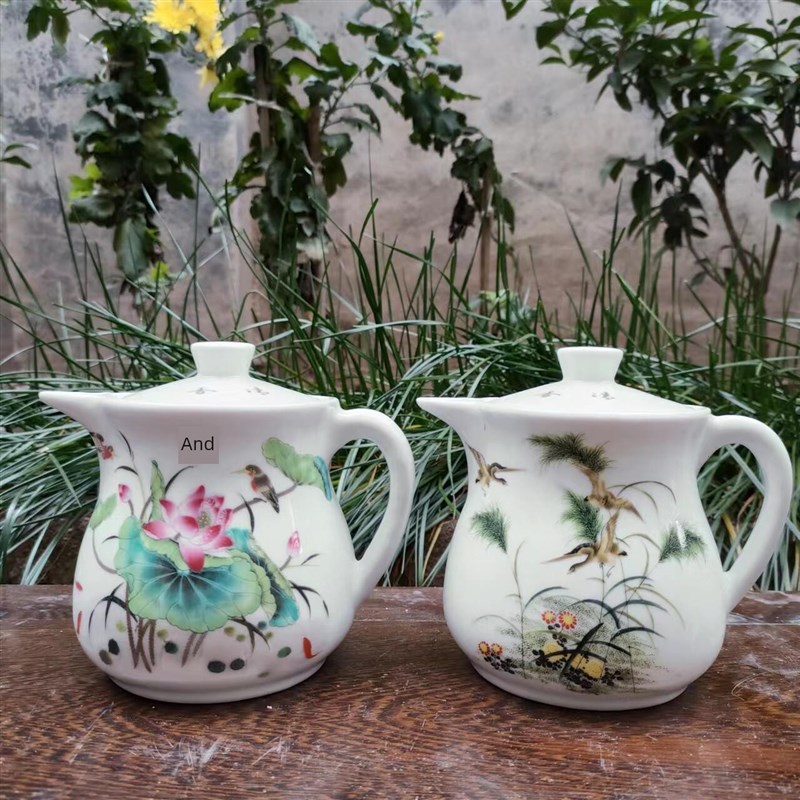 陶瓷油壶油罐大型白色油瓶u带盖油壶家用水壶茶壶厨房用品500毫升