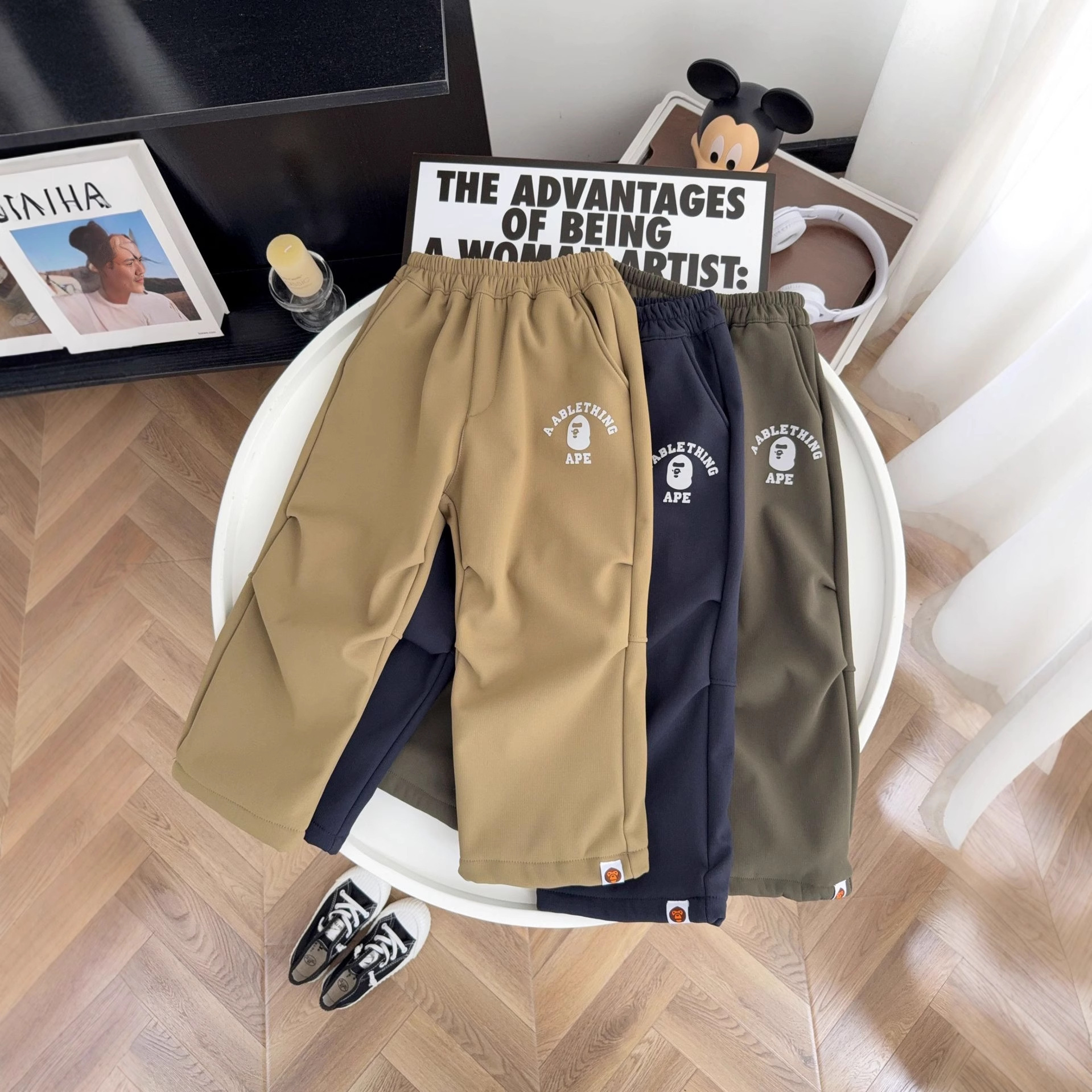 潮牌男童裤子冬季束脚长裤中小童冬款韩版猿人工装裤男孩冬款长裤