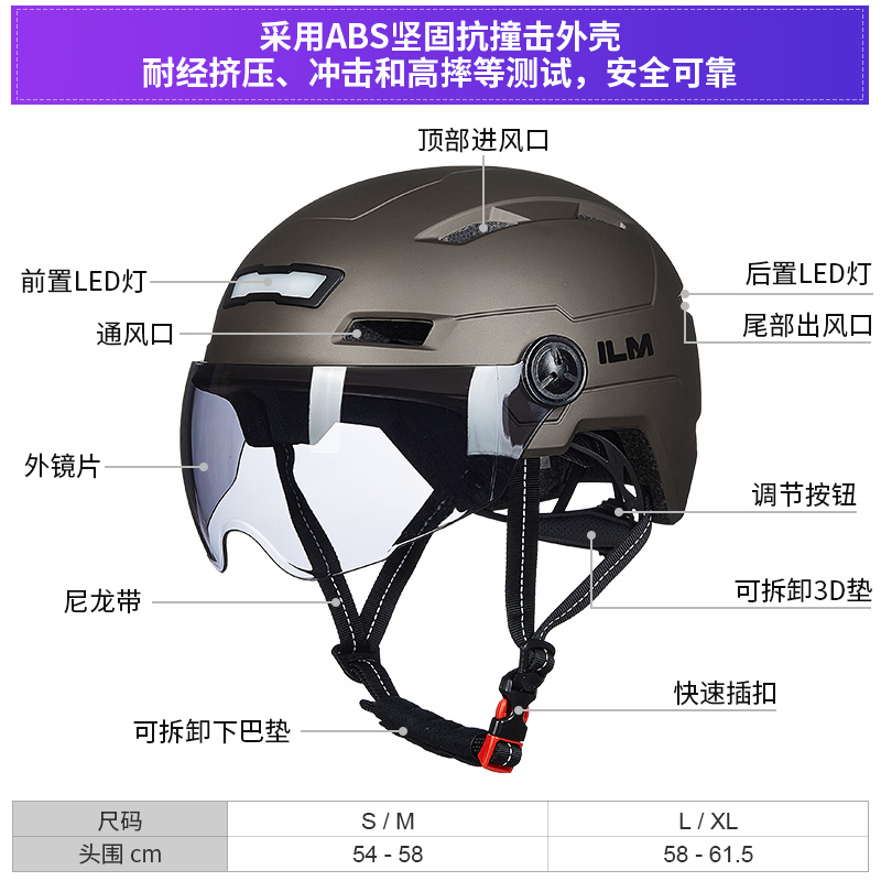 ilm自行车头盔骑行山地公路车夏半盔复古认证男士女安全单板车带