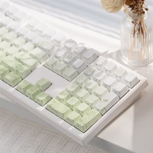 漫步猫M108机械键盘侧刻渐变透光有线无线女生办公静音麻将音Z108