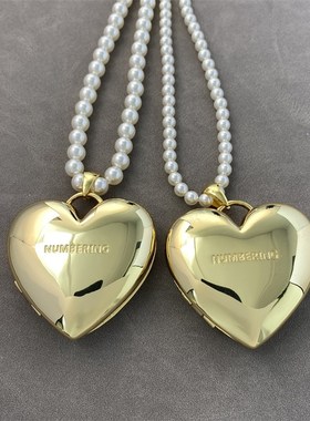 fever珍珠腰链韩国numbering大号金属开合爱心长款肩带包包项链