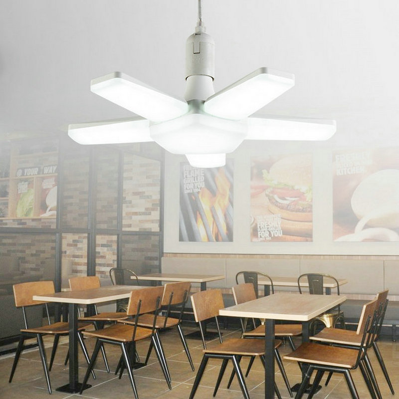 创意折叠飞碟灯led节能家用e27螺口护眼灯泡四叶商铺工厂超亮照明