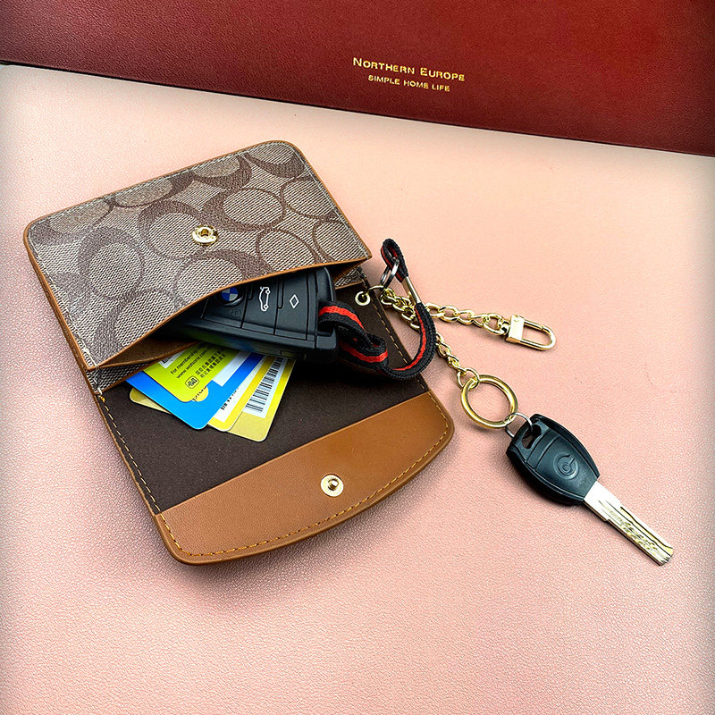 男女牛皮通用多功能外挂汽车遥控钥匙包锁匙包便携手拎零钱包卡包