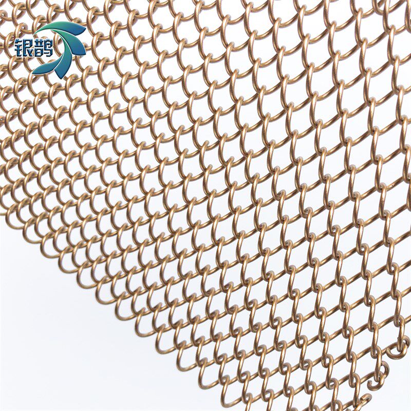 酒吧玄关帘子吊顶复古网门帘金属黄铜网 酒店装饰网帘网勾花网