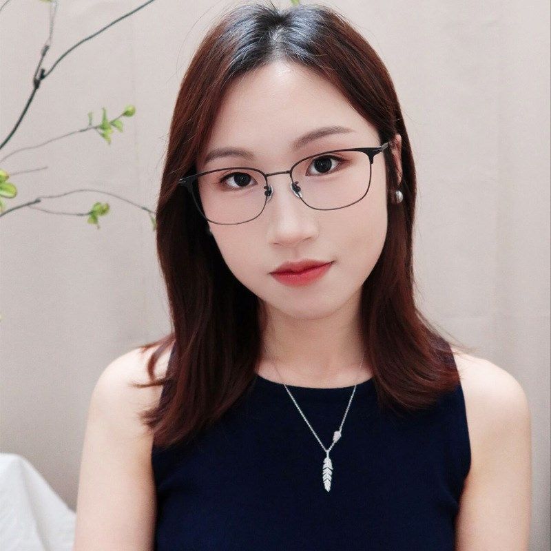 超轻纯钛眼镜框女士新款个性方框成品光学配防蓝光近视 眼镜架男
