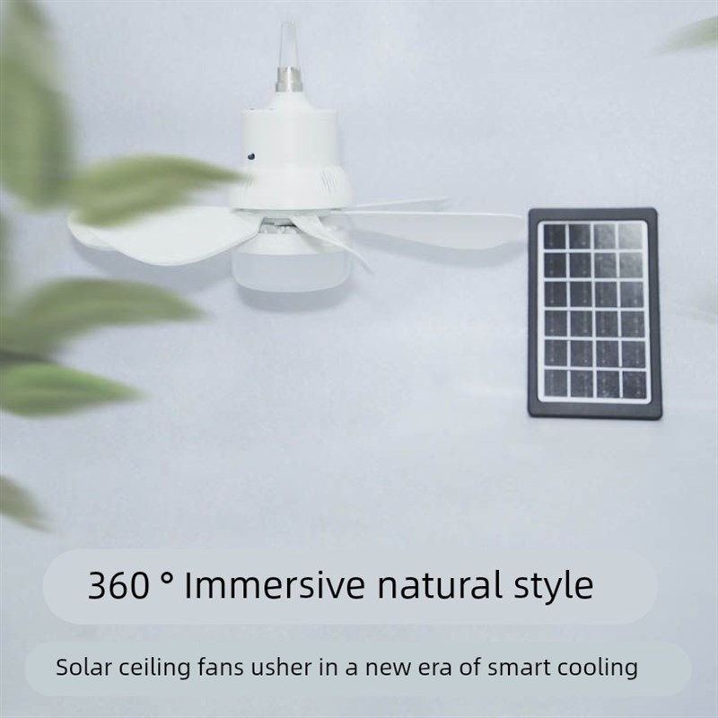 新款六页360度多功能便捷吹风超长续航露营军训遥控太阳能风扇灯