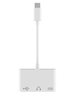 适用苹果typecotg转接头转接线读卡器转3.5三合一usb音频通话U盘