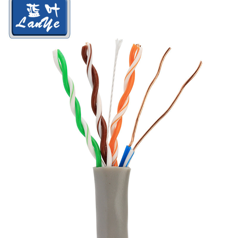 蓝叶超五类0.45无氧铜纯铜监控网络线双绞线国标电脑网线300米