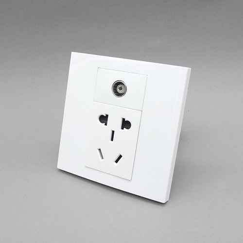 86型五孔电源加电视闭路插座二三插10A5孔插座带TV口有线数字面板