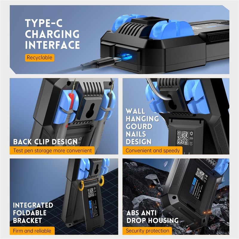 跨境充电万用表锂电池数字高精度智能防烧多功能全自动数显电工