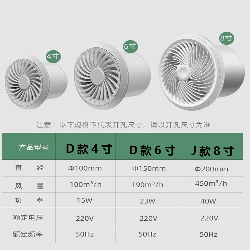 排气扇卫生间换气扇墙壁式浴室厨房抽风机排风扇强力圆形家用静音