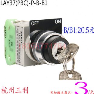 B1自复P型孔径22MM触点可另加 杭州三利二位钥匙开关LAY37 PBC