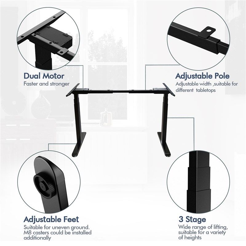 出口外贸单 智能双电动升降桌站立式办公桌卧室学习书桌电脑桌架