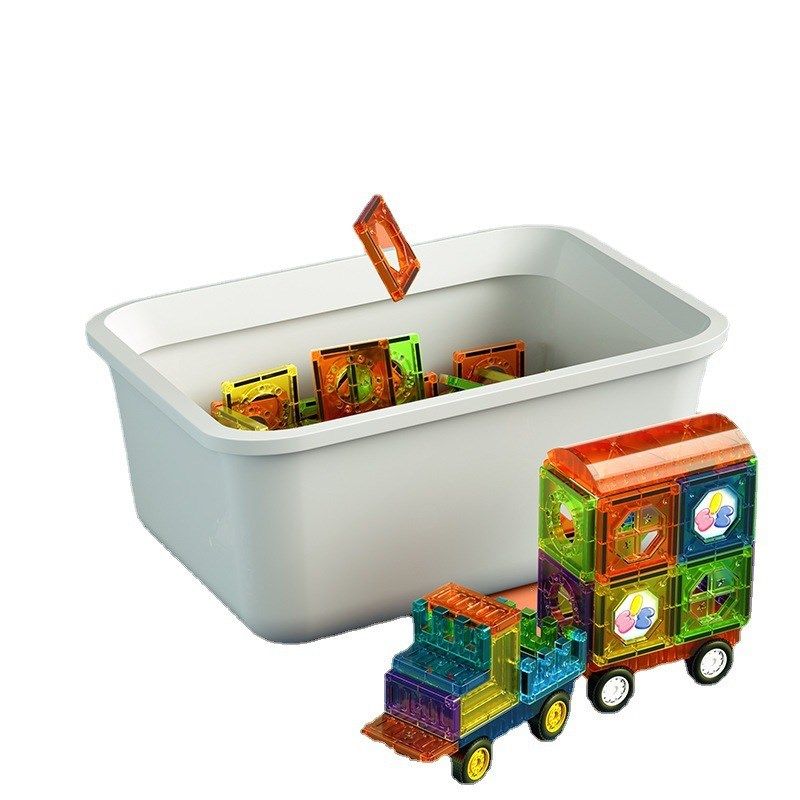 跨境炫彩强磁彩窗磁力片积木百变拼搭轨道滚珠磁吸滑道儿童玩具片