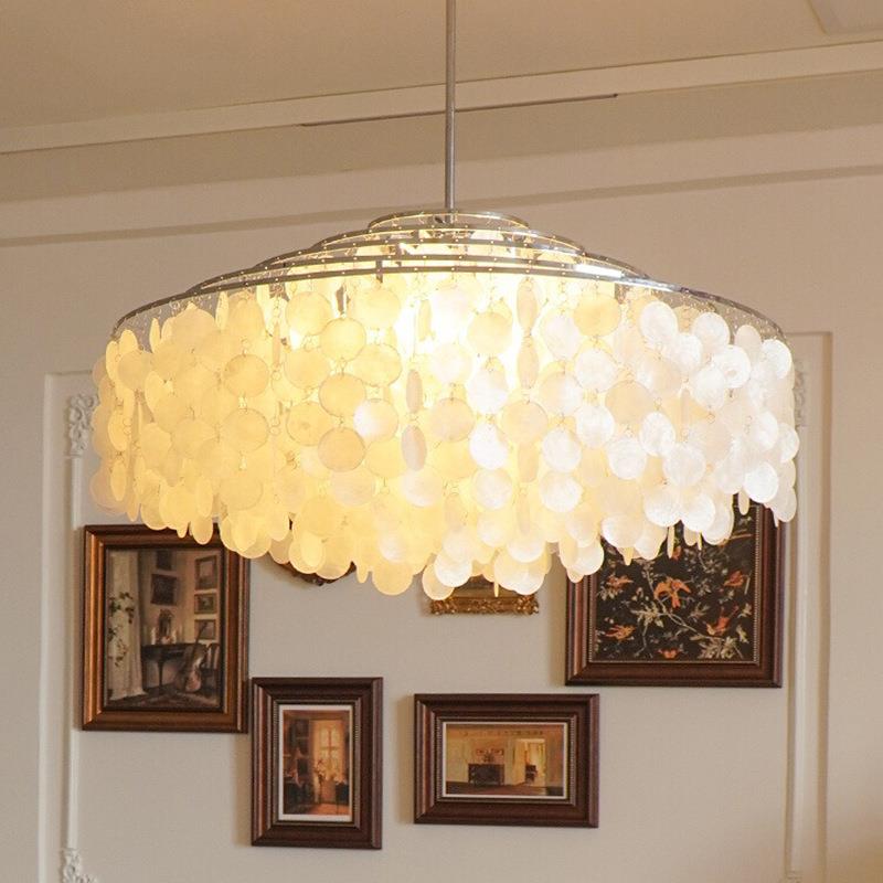 法式奶油贝壳吊灯意大利verpan高级客厅创意餐厅复古卧室风铃灯具