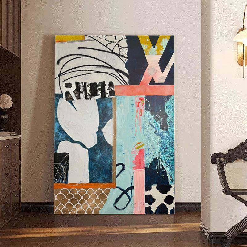 现代抽象客厅沙发背景装饰画艺术拼叠多巴胺挂画民宿卧室床头壁画,电子元器件市场,其它元器件,淘宝优惠券,粉丝福利购,淘宝优惠卷