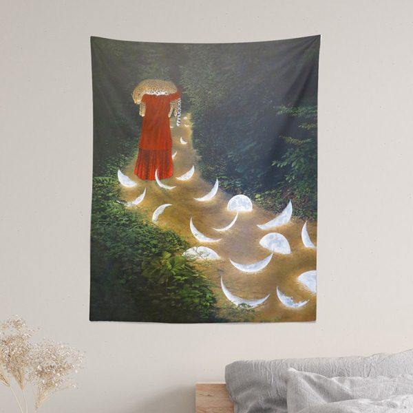 月亮坠落一千次 童话艺术画布北欧 宿舍卧室布置挂布床头背景布,居家布艺,挂毯/壁毯,淘宝优惠券,粉丝福利购,淘宝优惠卷