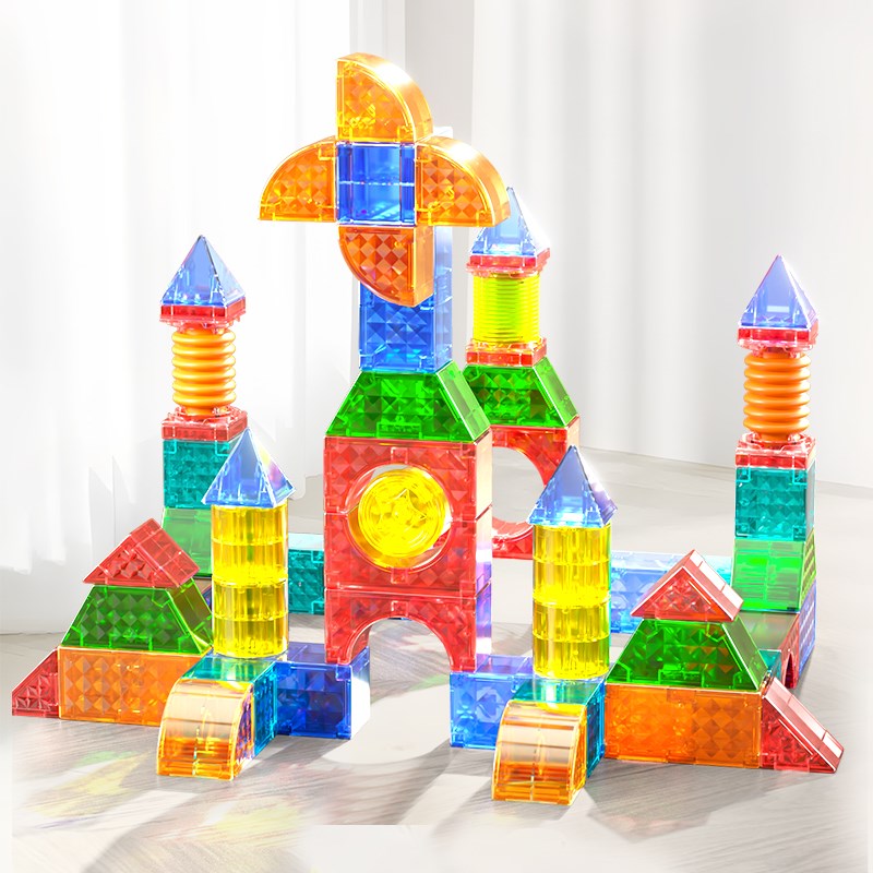 儿童磁力积木宝宝益智磁吸彩窗方块片百变立体几何拼装1到3岁玩具