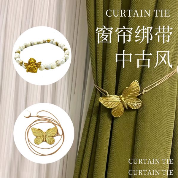 窗帘绑带中古风磁吸窗帘扣挂钩一对装绑绳磁力绑饰窗帘收纳配件图片