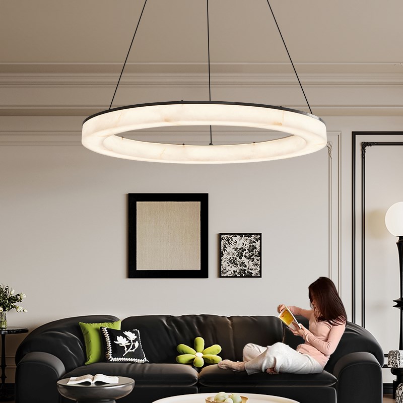 意式极简客厅吊灯仿云石高级感别墅大厅灯现代R轻奢卧室书房吸顶