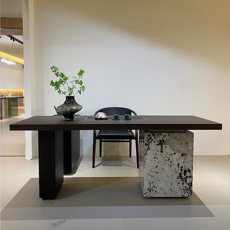 2025新款岩板茶桌高s端轻奢现代高级感家用喝茶桌实木茶台办公室