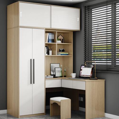 书桌柜现代中式 家用L写字台衣柜小户型转角电脑桌连体学生型卧室