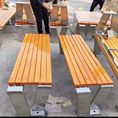 小长凳公园椅实木长椅实木坐休闲塑木区商场景区长条不锈钢凳户外