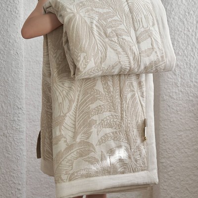 A类亚麻棉法式复古提花夏被空调被麻纱夏凉被双人薄W盖被子可机洗