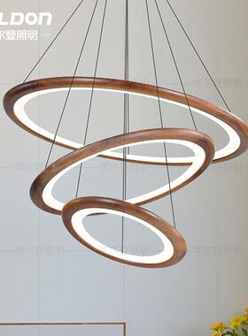 loft别墅复式楼大吊灯黑胡桃实木中古风跃层楼中楼挑空大堂客厅灯