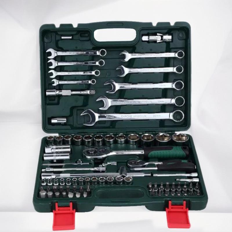 82件套筒棘轮扳手组合套装汽车维修随车工具箱