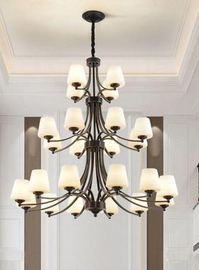 美式楼梯吊灯长吊灯三层loft欧式别墅挑空大吊灯复式楼客厅主灯