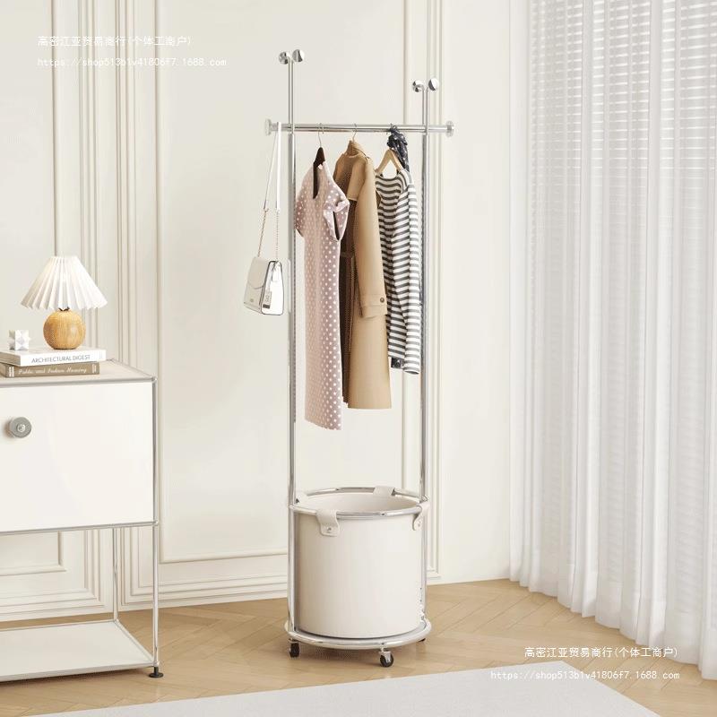 卧室落地可移动衣帽架玄关转角不锈钢挂衣架轻奢网红收纳衣服挂架