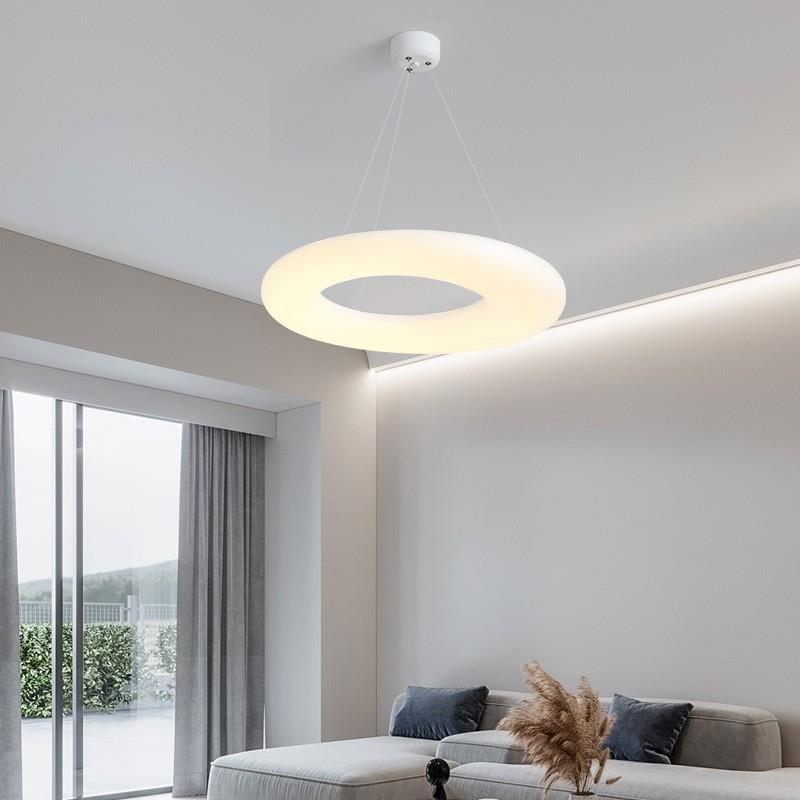 北欧客厅餐厅卧室现代简约创意网红个性甜甜圈主灯奶油风极简吊灯