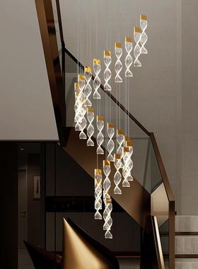 楼梯吊灯loft公寓复式轻奢别墅挑高端楼中楼客厅灯具复式楼大吊灯