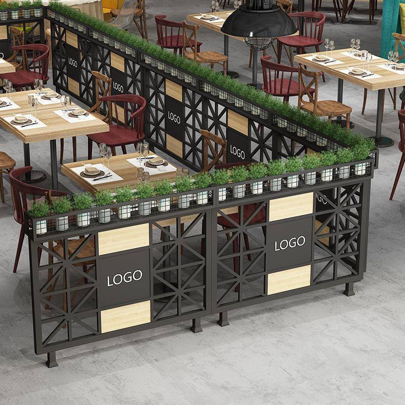 餐厅铁艺屏风隔断置物架办公室落地栅栏卡座装饰绿植矮隔断花架
