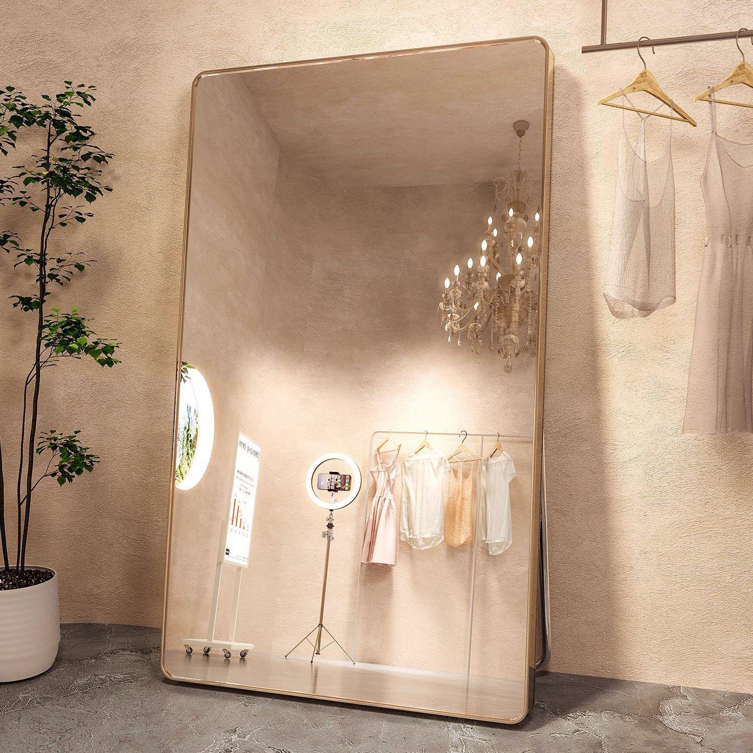 专用女生卧室试衣镜显瘦显高落地镜全身镜子美颜家用服装店穿衣镜