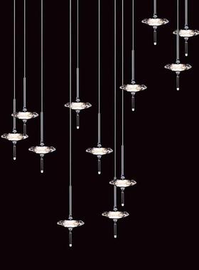 水晶楼梯吊灯loft复式楼挑空旋转灯饰星雨系列床头灯客厅餐厅吊灯