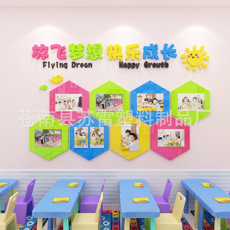 托管班墙贴装饰早教中心墙面贴纸画幼儿园辅导培训班级教室照片墙