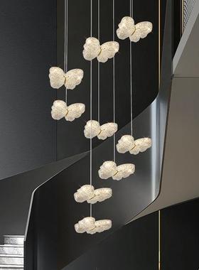 轻奢树枝楼梯吊灯现代创意艺术客厅大吊灯loft复式楼旋转长吊灯