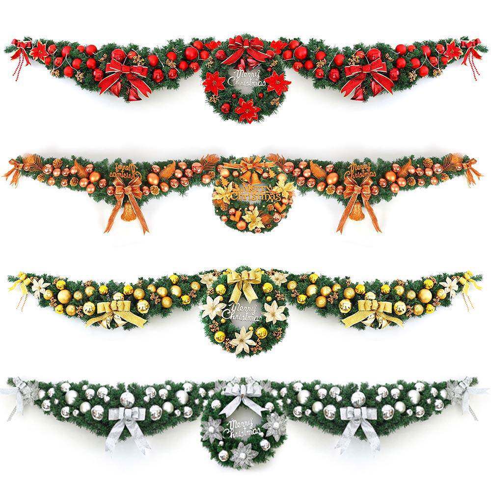圣诞节装饰品2.7米羊角藤条花环套餐1.5米牛角藤门头家居挂件1.2