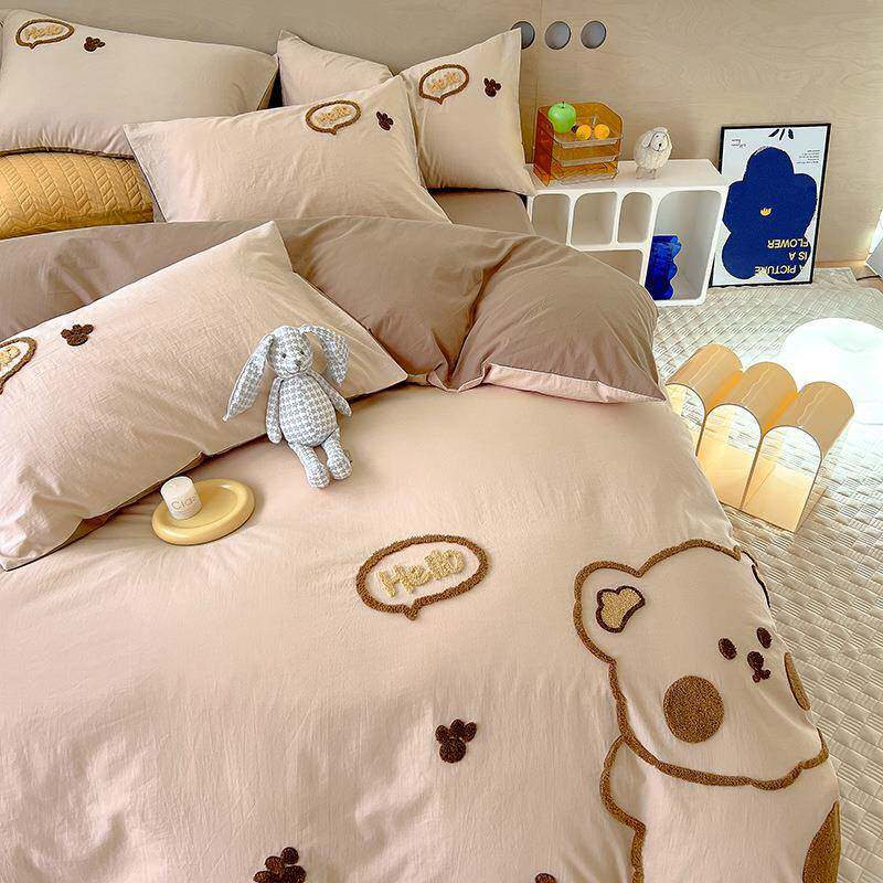 可爱熊~A类婴儿级60支全棉四件套儿童可爱卡通风纯棉床单被罩
