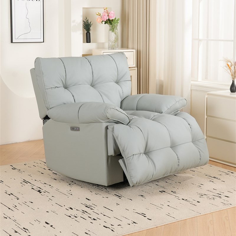 头层牛皮多功能电动懒人沙发客厅可躺可睡按摩S单人真皮沙发摇椅