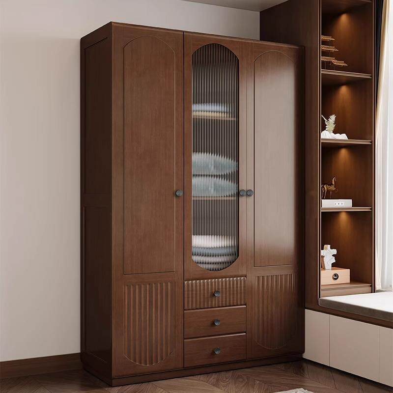 新中式实木大衣柜家用主次卧大容量34五六门柜子宿舍简易组装衣橱