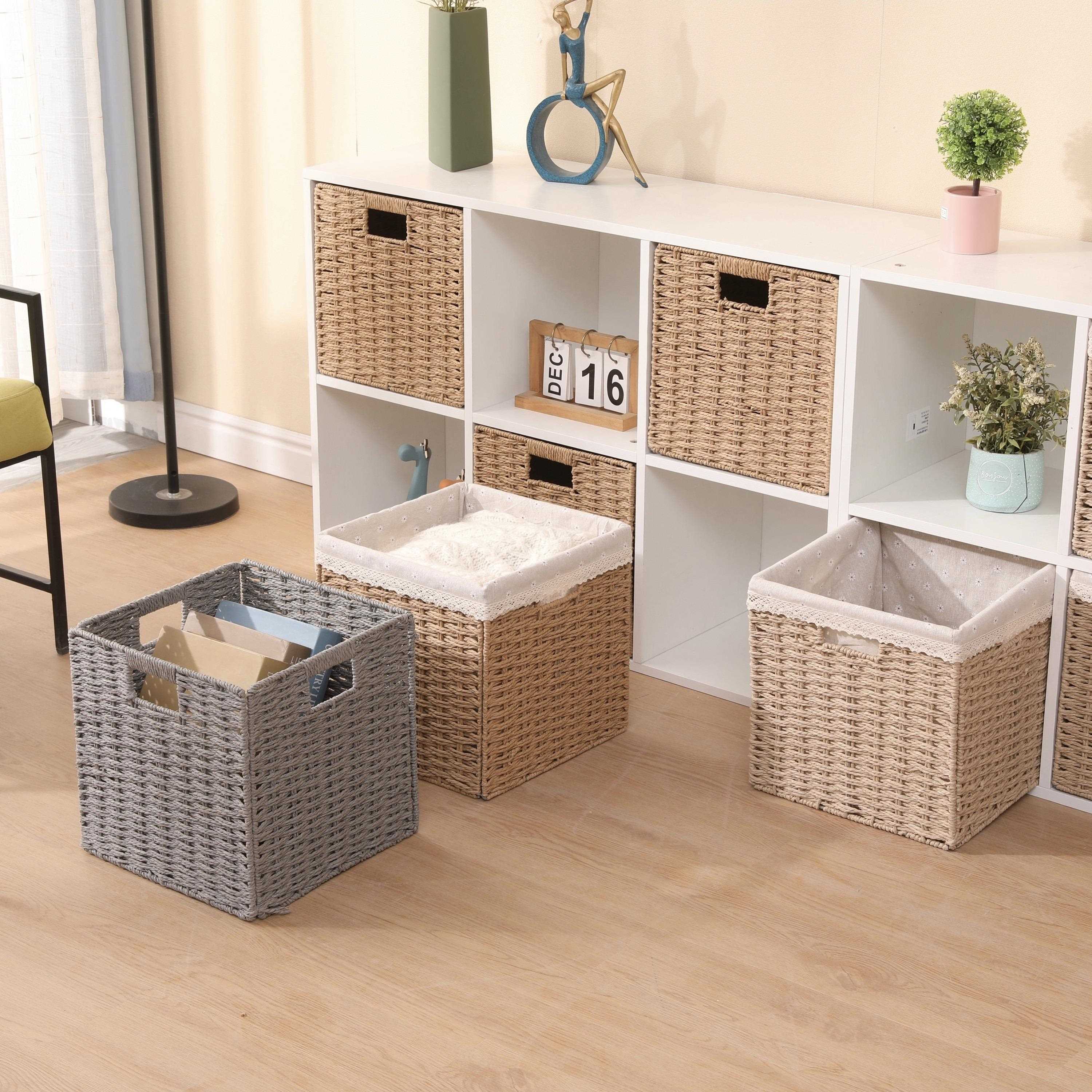 β专业定制收纳筐防藤编织书架格子抽屉式衣帽间橱柜方形订做盒