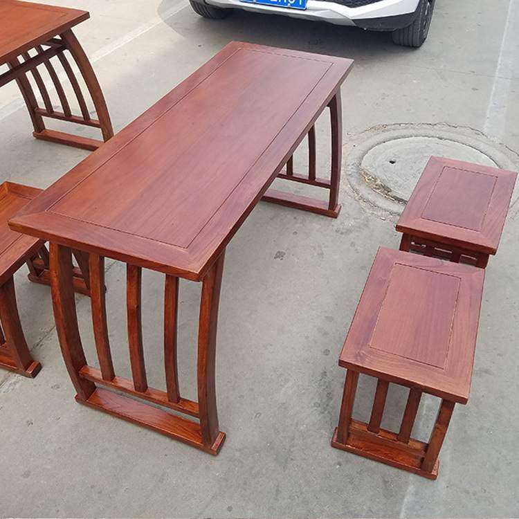 实木书法桌学校新中式培训桌马鞍桌凳仿古单双人家用古典桌椅