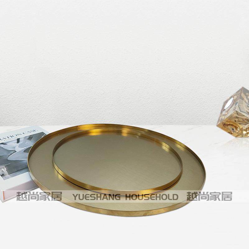 新中式大理石花器摆件现代新房客厅装饰品办公室样板房创意托盘