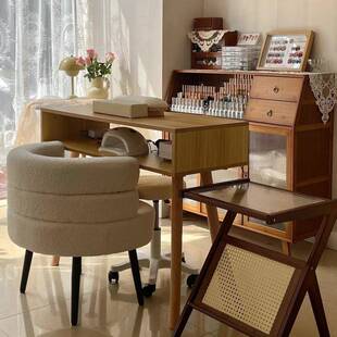 网红美甲桌日式木质美甲桌子小型一人双人带抽屉美甲店桌子美甲台