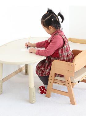 Aooboy儿童花生桌实木宝宝早教可升降桌婴儿小沙发幼儿学习小桌椅