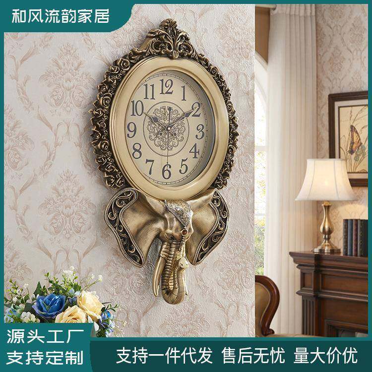 欧式客厅家用时尚吉象美式大气创意简约挂表时钟静音挂钟